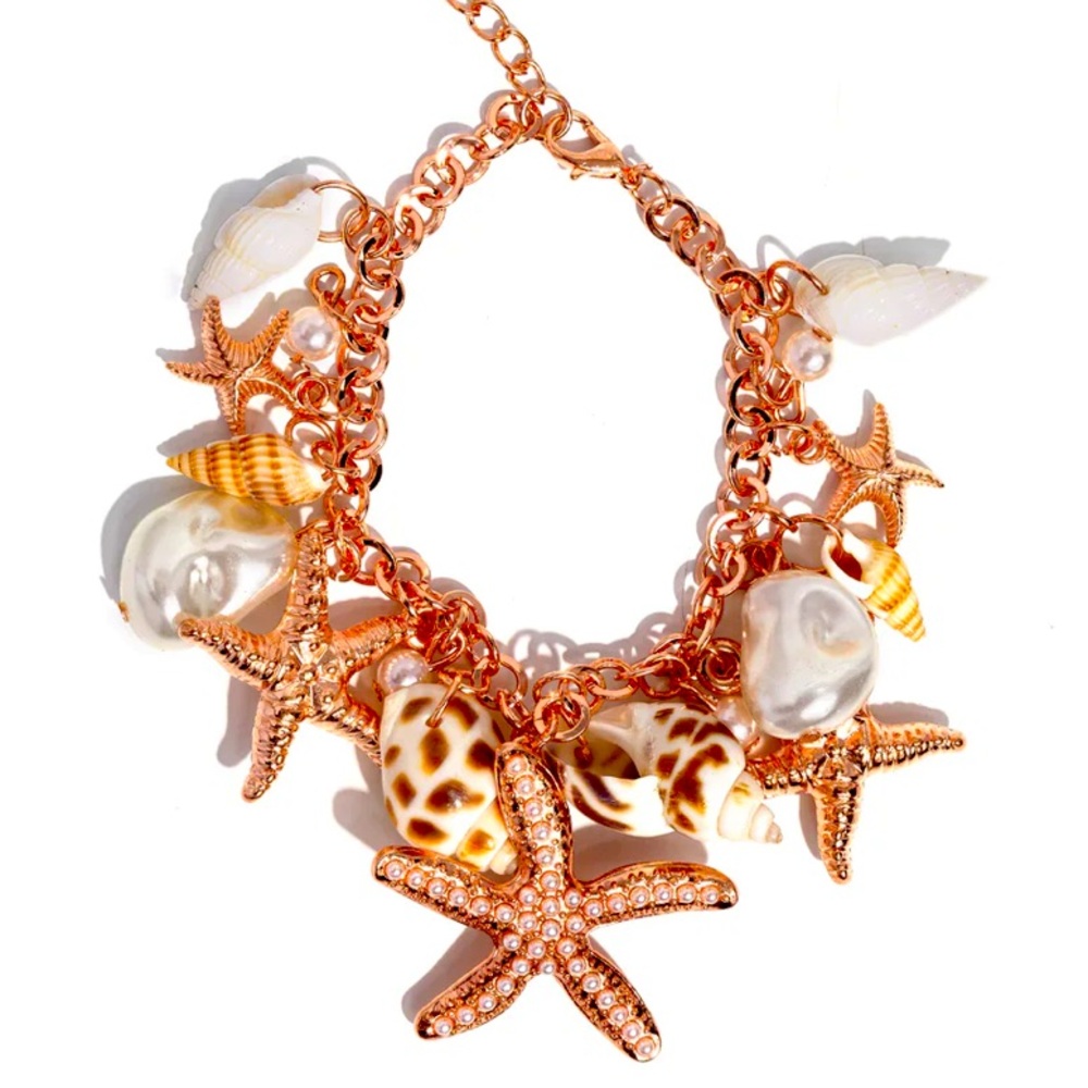 🧜🏻♀️🐚 BEACH PLEASE❗️ “SEASHELL SONG” COPPER STARFISH SHELL BRACELET PAPARAZZI❗️ - Picture 2 of 3